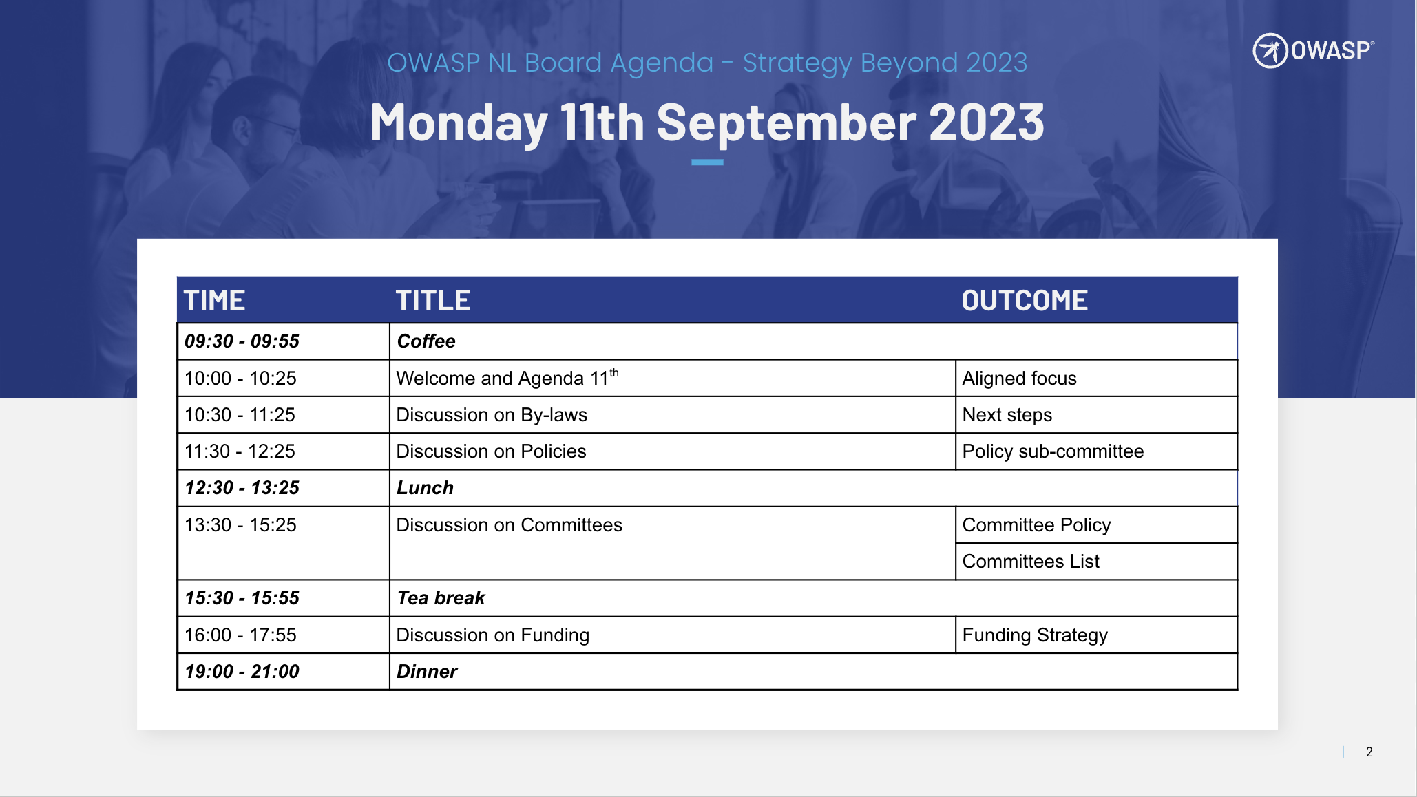 Agenda: Monday September 11th